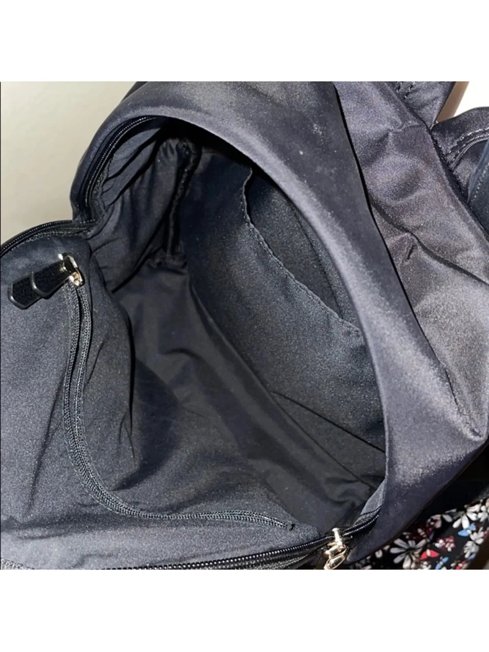 ♠️ Kate Spade New York Black Nylon Backpack – Floral Print | Gold Hardware|